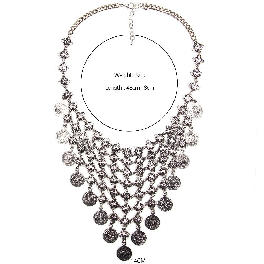 Ztech Collar Coin Necklace & Pendant Vintage Crystal Maxi Choker Statement Collier female Boho Big Fashion Women Jewellery Gifts