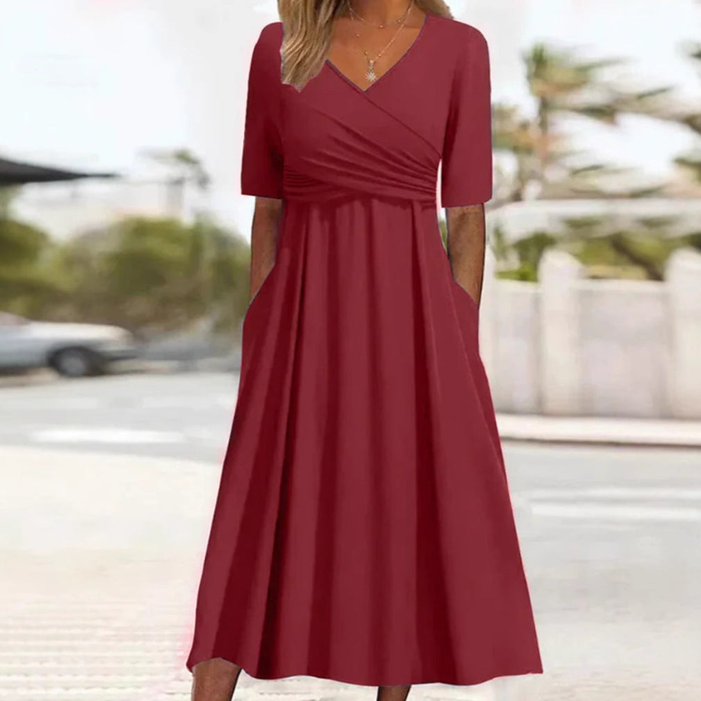 Short sleeved dress with front cross personalized dress