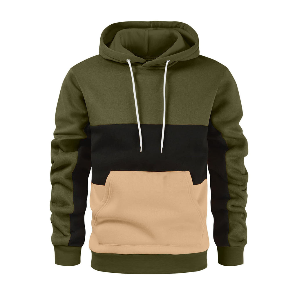 Men's  Color Block Long Sleeve Hooded Sweatshirt