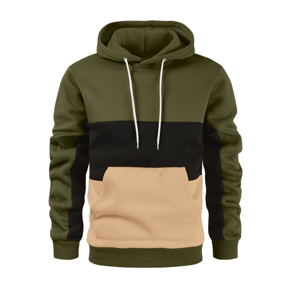 Men's  Color Block Long Sleeve Hooded Sweatshirt