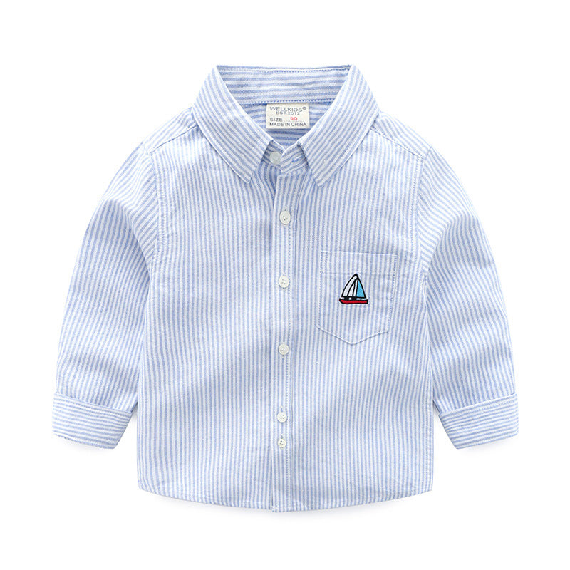 Long Sleeve Shirt Spring New Style White Shirt for Toddlers 1-3 Years Old Boys and Girls