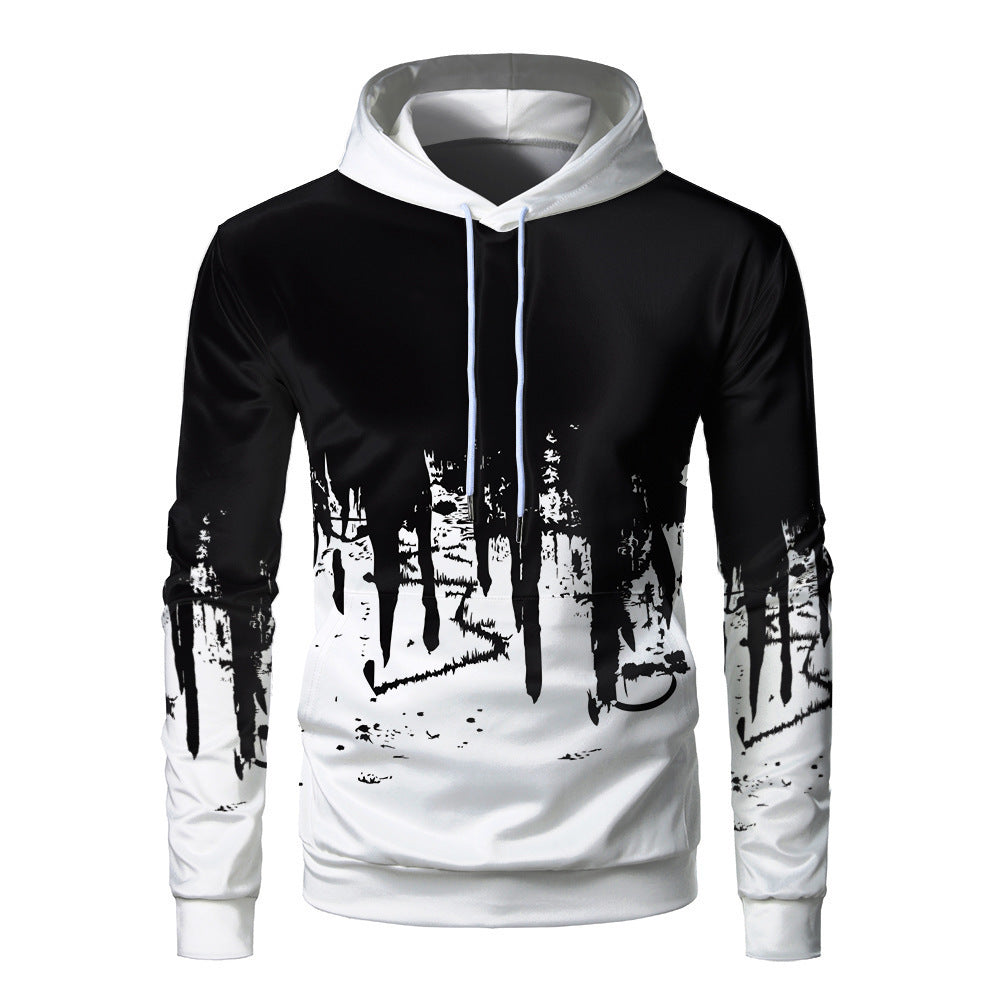 Men's Hooded Sweatshirt Half-Zip Multi-Pocket Drawstring Casual Sports Pullover