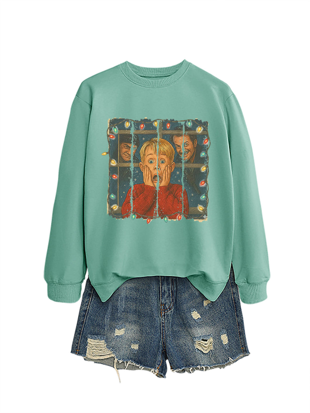 Christmas Lights Scream Boy Printed Hoodie
