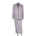 Women's two-piece split half skirt striped suit