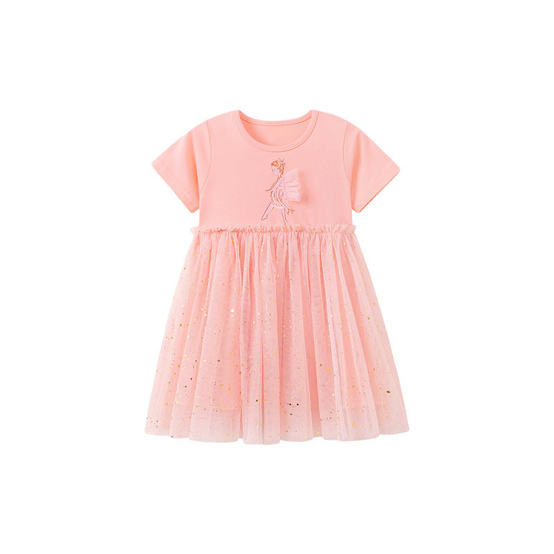 Summer Sleeveless Girls' Dress Tulle Princess Dress, Cute Children's Dress