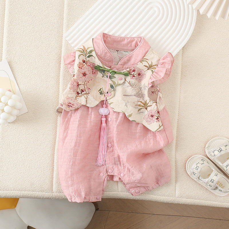 Girls' Dress Stylish Children's Sleeveless Dress Baby Hanfu Tank Dress