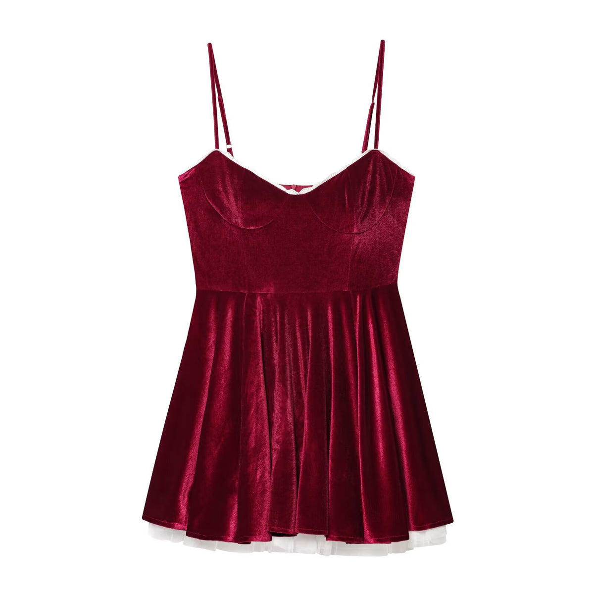 Autumn and Winter Velvet Lace Mini Strap Dress