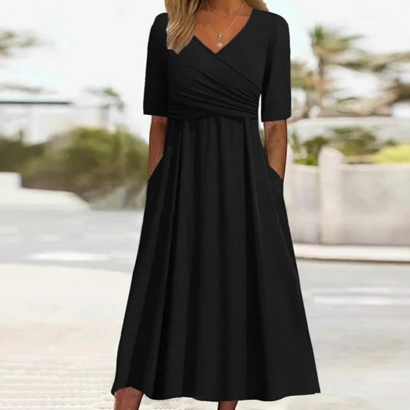 Short sleeved dress with front cross personalized dress