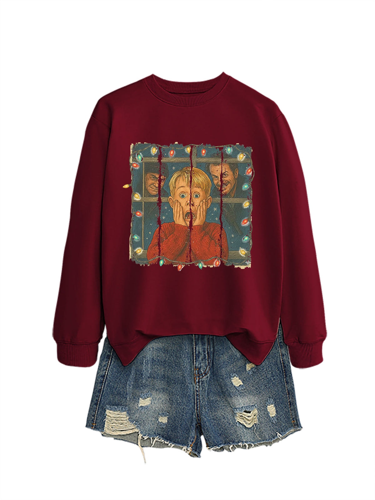 Christmas Lights Scream Boy Printed Hoodie