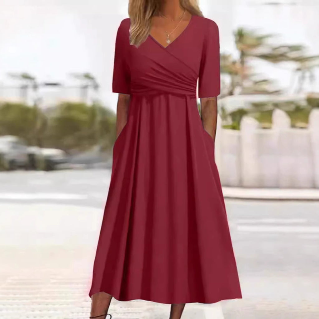 Short sleeved dress with front cross personalized dress