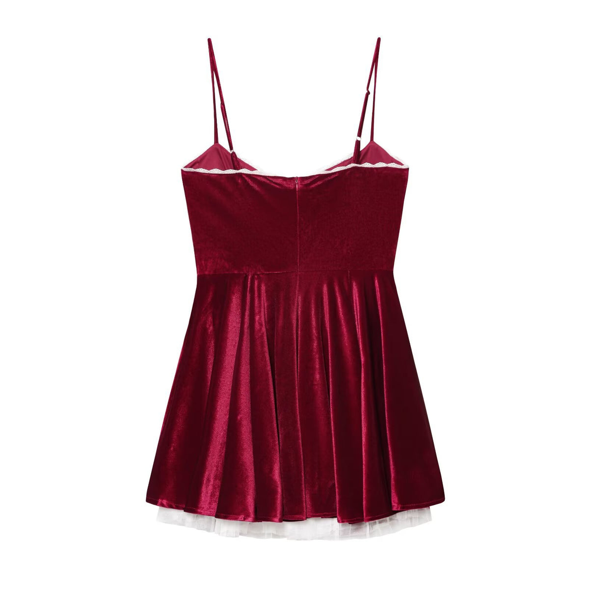 Autumn and Winter Velvet Lace Mini Strap Dress