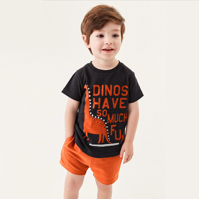 Summer European and American children short sleeved knitted cotton boy set