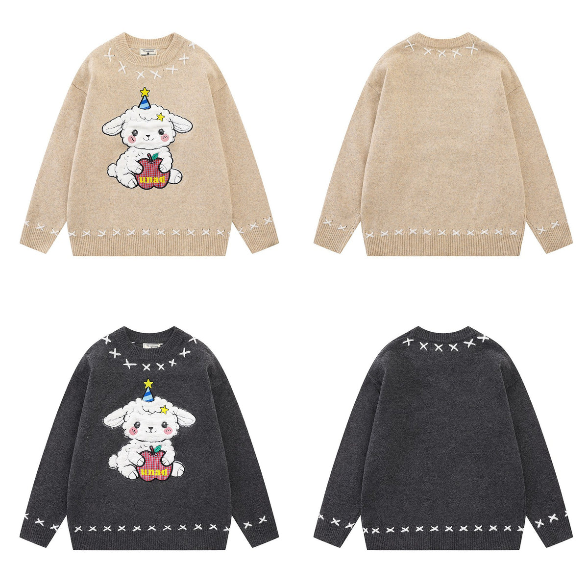 Sheep patch embroidery design sweater