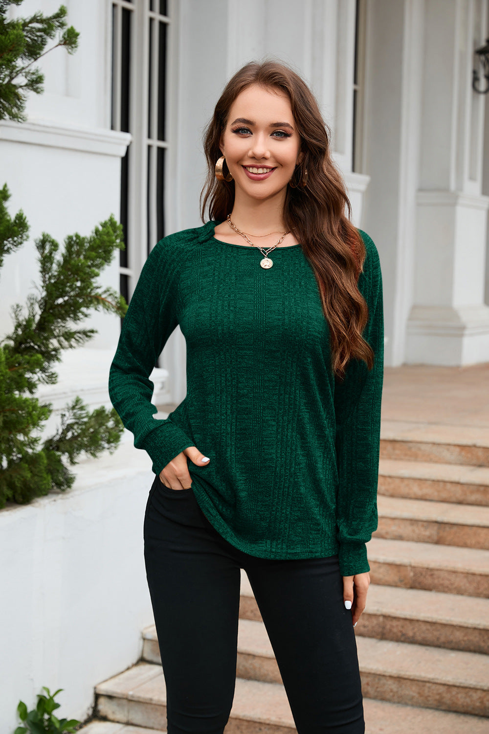 Long Sleeve Round Neck Top