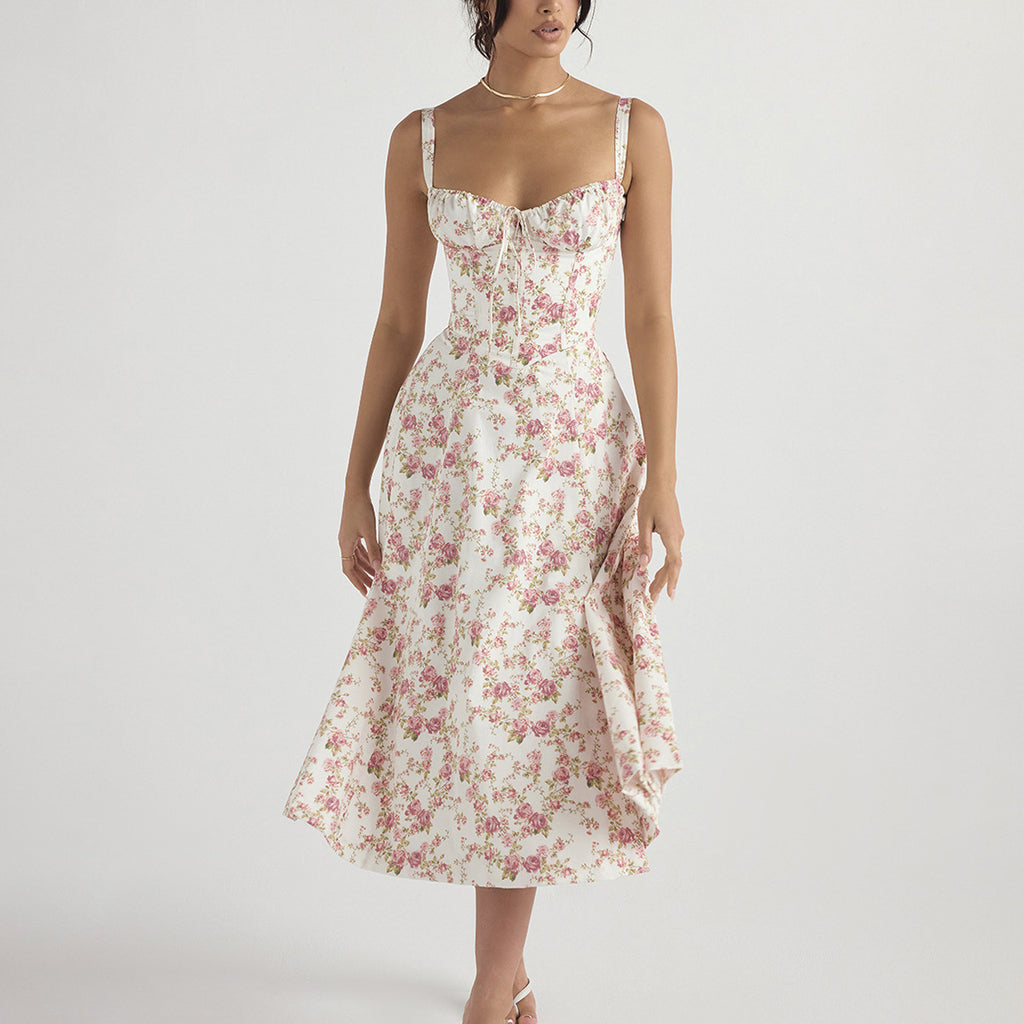 Ladies Fashion summer dresses women  maxi floral slip backless womens dresses elegant