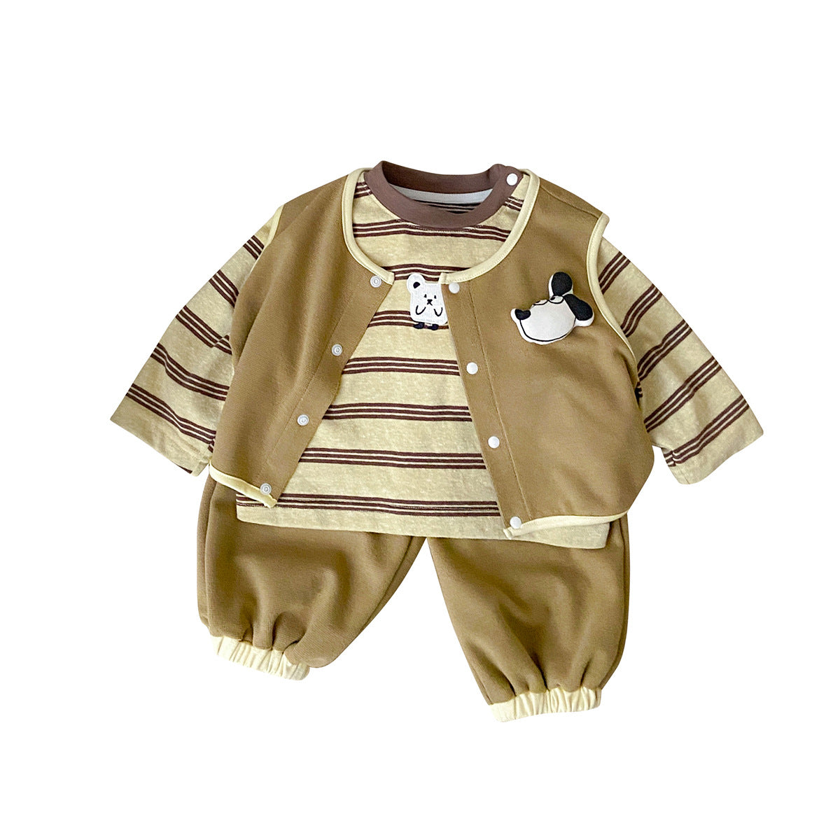 Boy Cartoon Vest Three-Piece Set Boy Casual Long Sleeve T-Shirt Children's Clothing