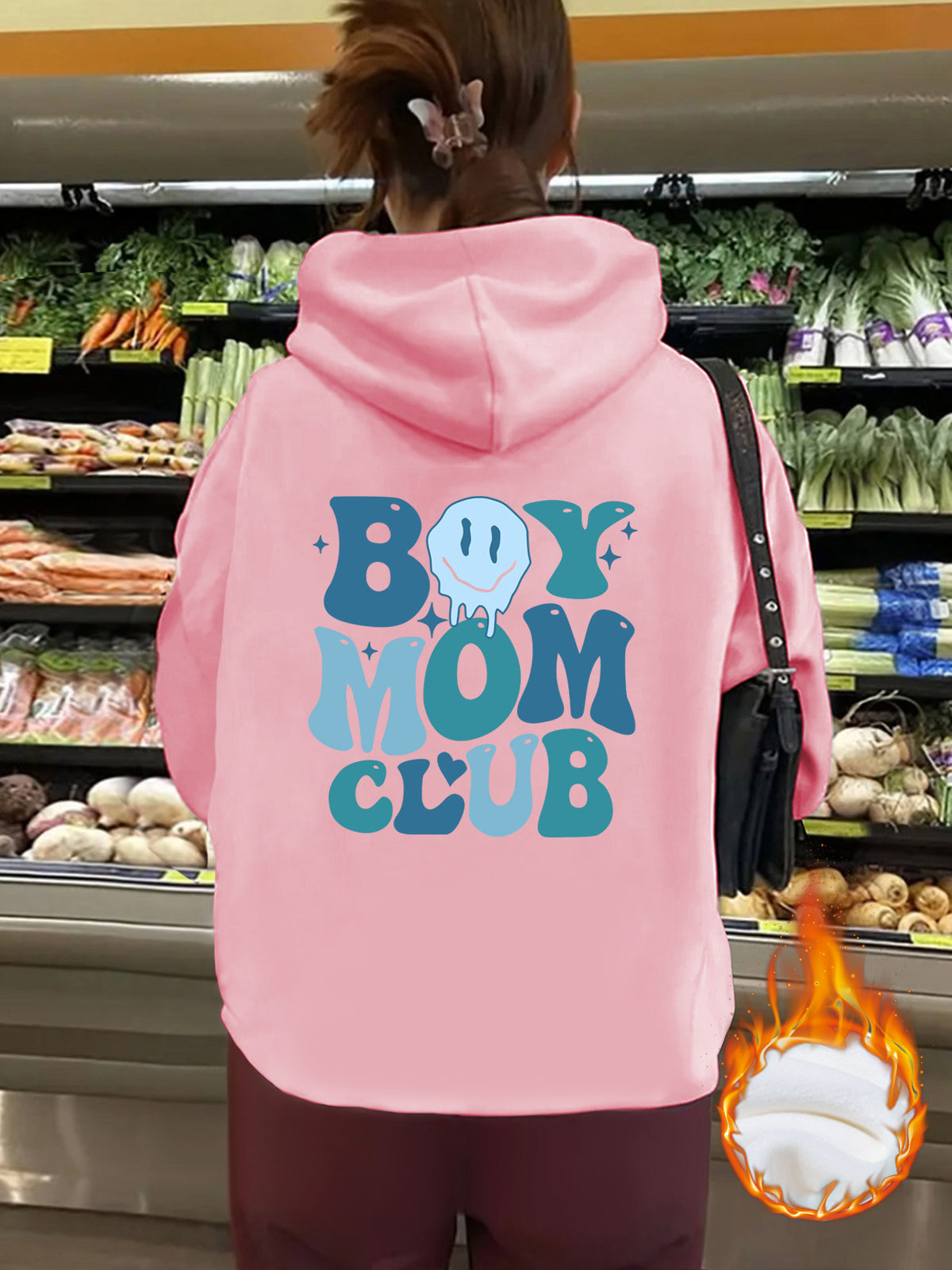 Thick BOY MOM CLUB printed hoodie