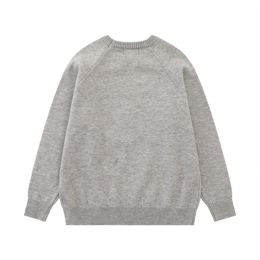 Men's Embroidered Round Neck Loose Sweater