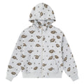 Retro leopard print red lipped women's floral gray hooded cardigan