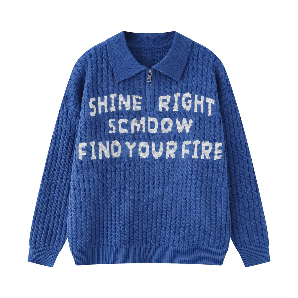 Half Zip Cable Knit Sweater