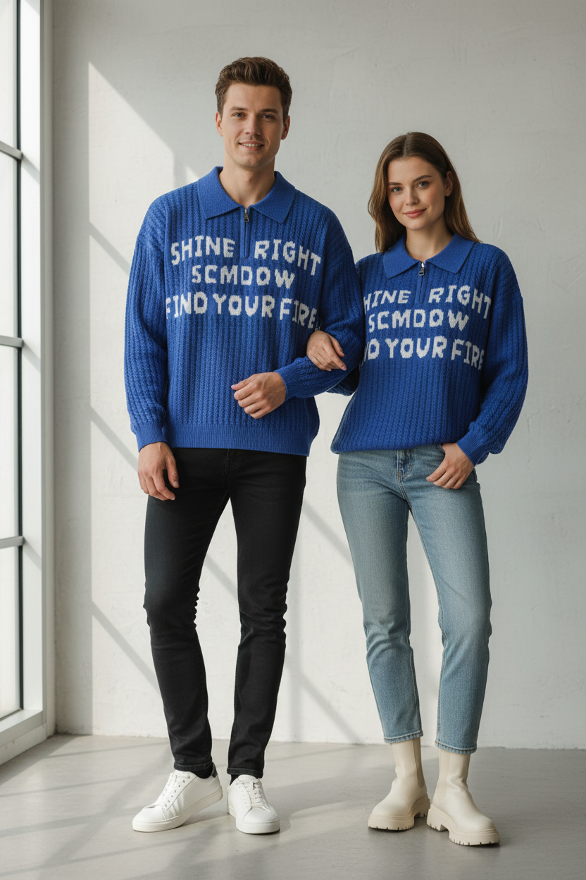 Half Zip Cable Knit Sweater