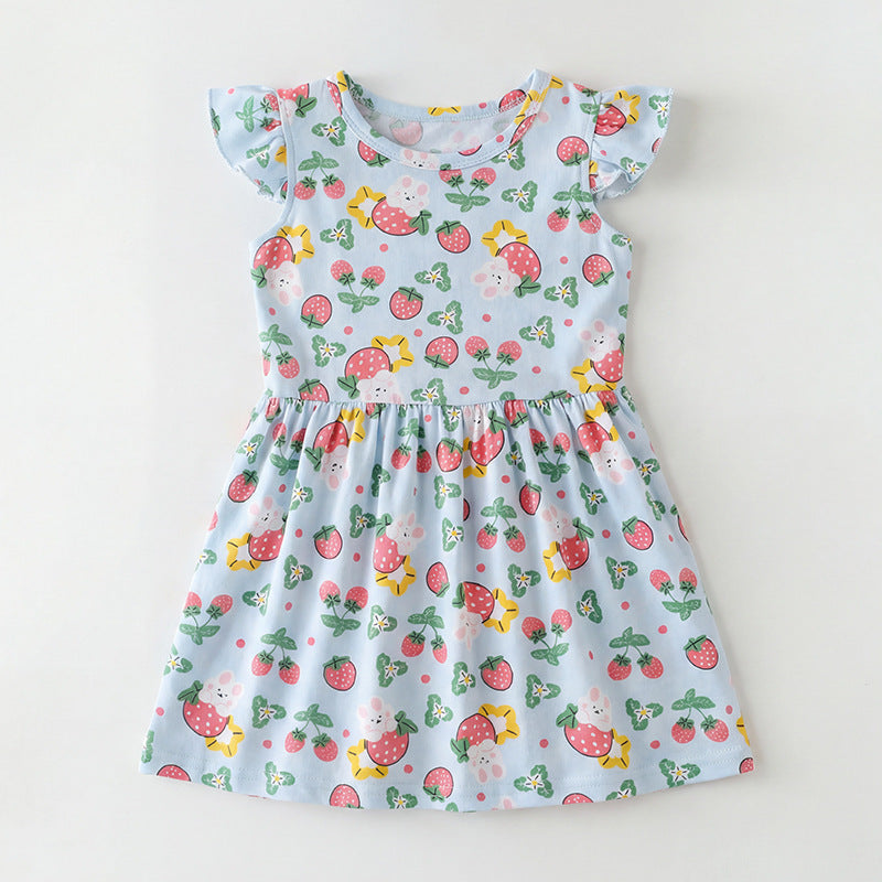 Style Girls' Dress Cartoon Ruffle Sleeve Dress Princess Dress