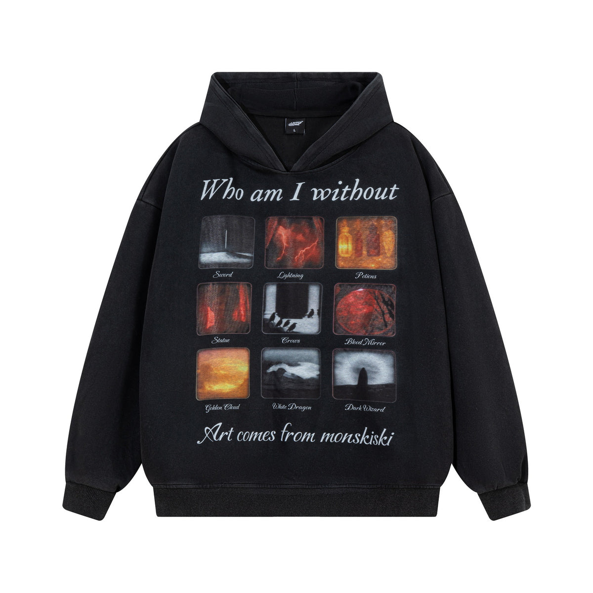 Men's Nine Grid Art Print Zip-Up Hoodie