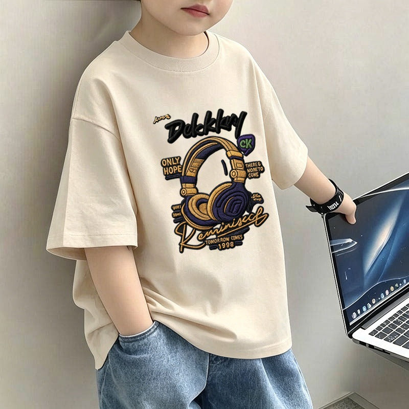 Children's Short Sleeve T-Shirt  Boy Lightweight Half Sleeve Trendy Brand Boy Top