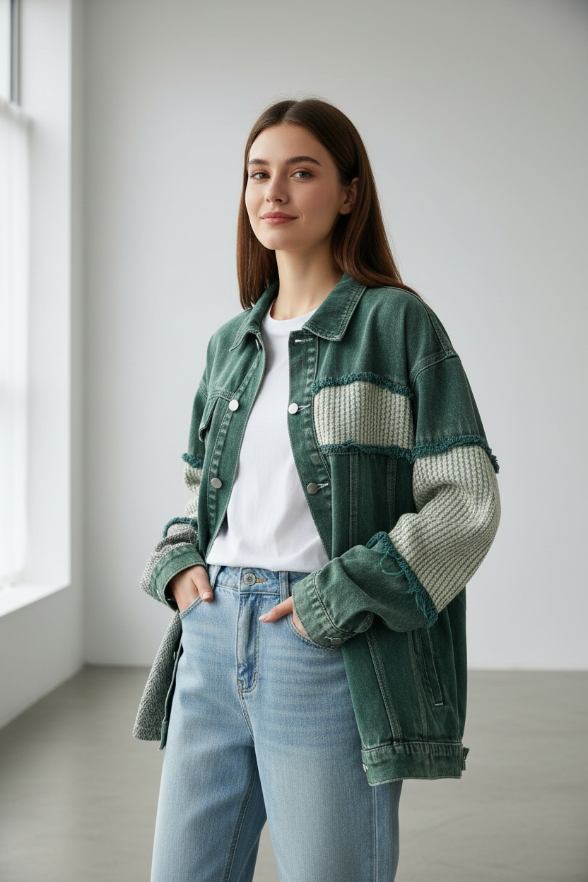 Unique Design Patchwork Denim Jacket for Men