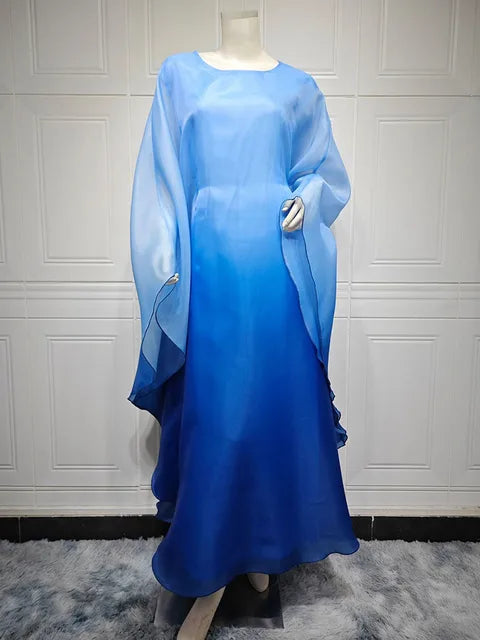 Gradient Satin Maxi Robe Dress