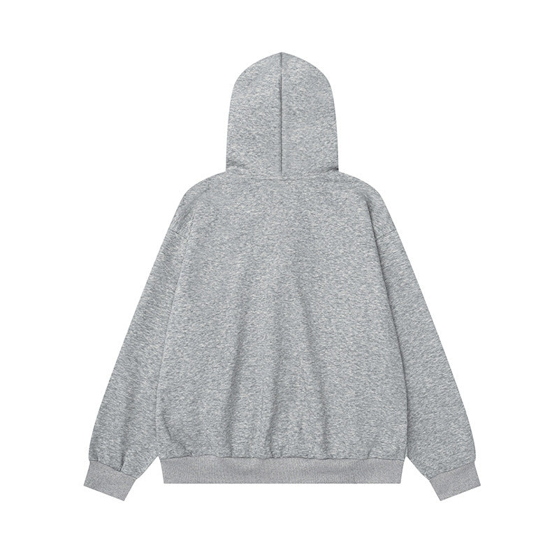 Cat print hooded cardigan sweater jacket