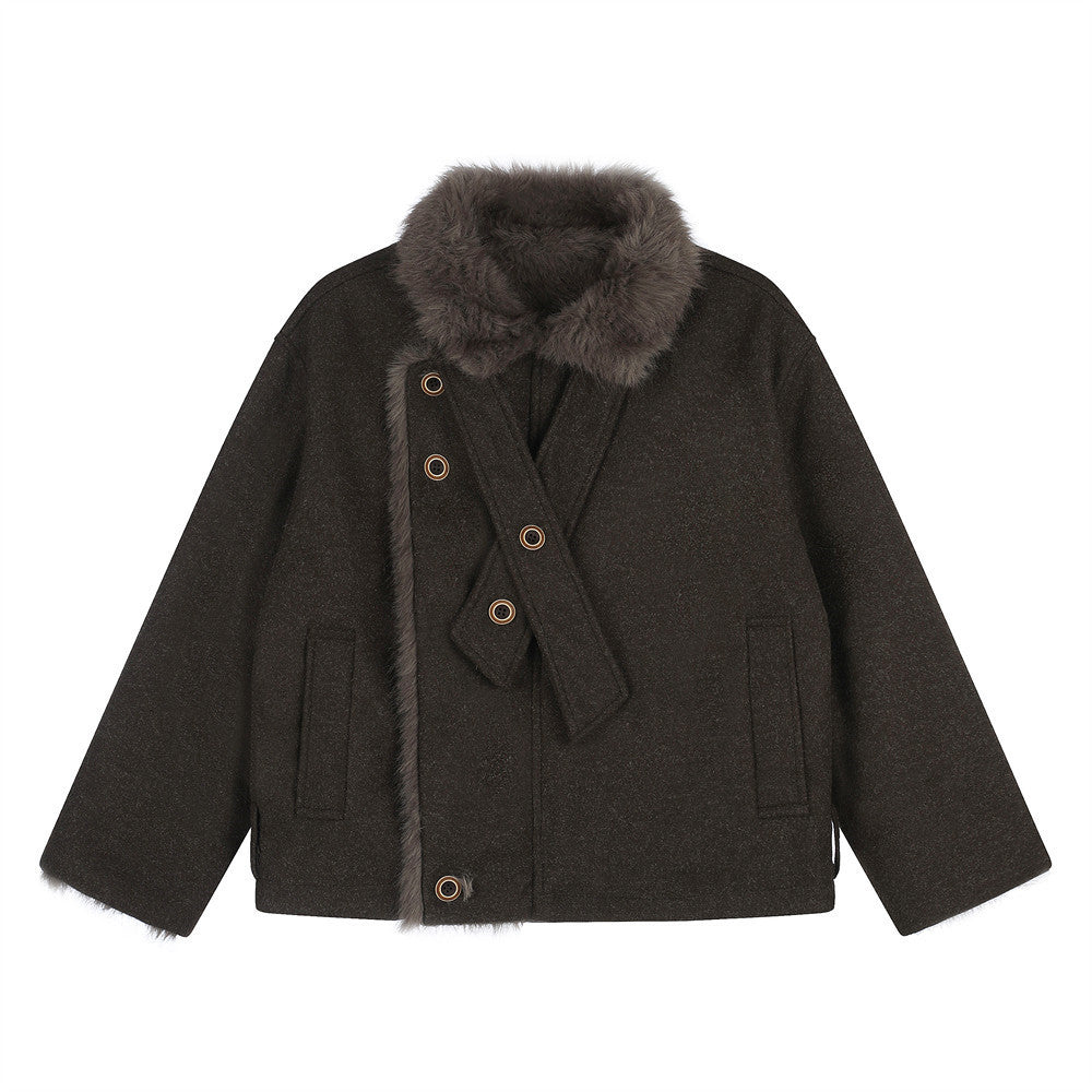Imitation rabbit fur lapel fur jacket