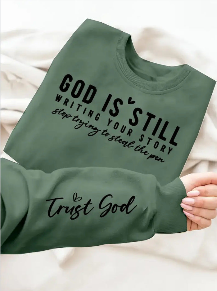 Vibrant Letter Print Crew Neck Sweatshirt - Soft