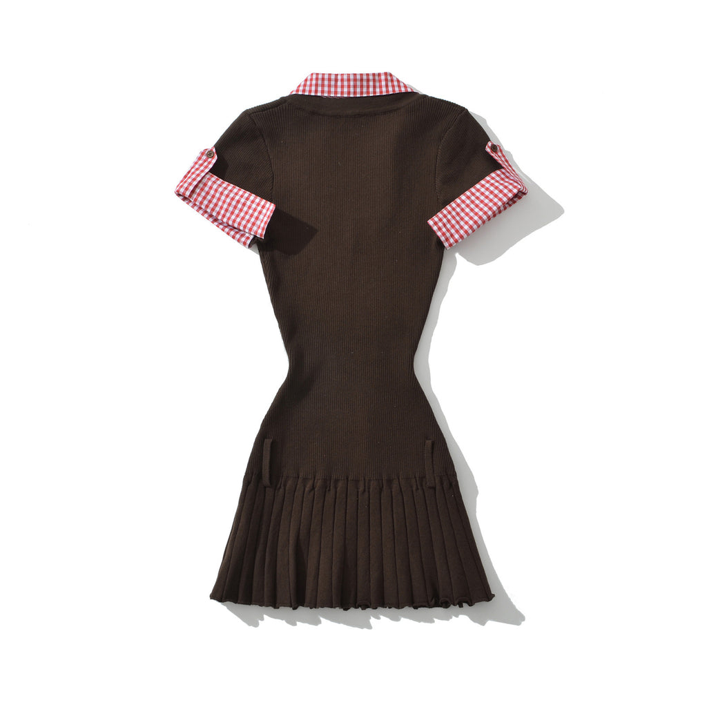 Women’s Short-Sleeve Polo Collar Knit Dress