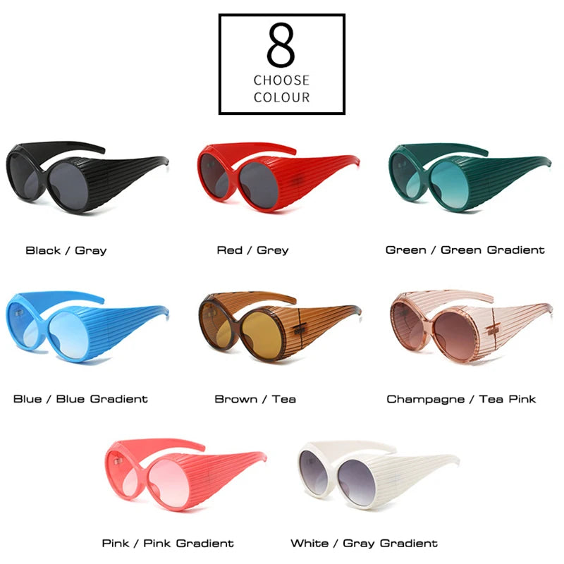 Vintage Oval Oversized Women Sunglasses Fashion Brand Designer Gradient Shades  Men Punk Trending Sun Glasses