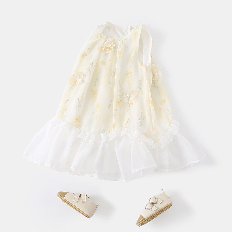 Kids' Chiffon Summer Dress in Yellow