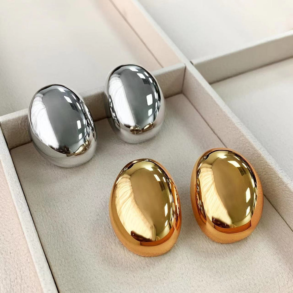 New Brass Teardrop Half Hollow Large Earrings Metal Smooth Ladies Jewellery