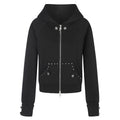 Grey nail style double bag hooded sweatshirt with cross zipper jacket