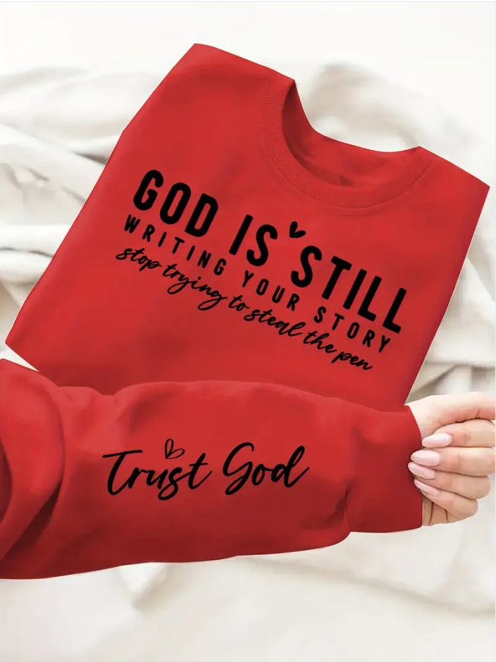 Vibrant Letter Print Crew Neck Sweatshirt - Soft