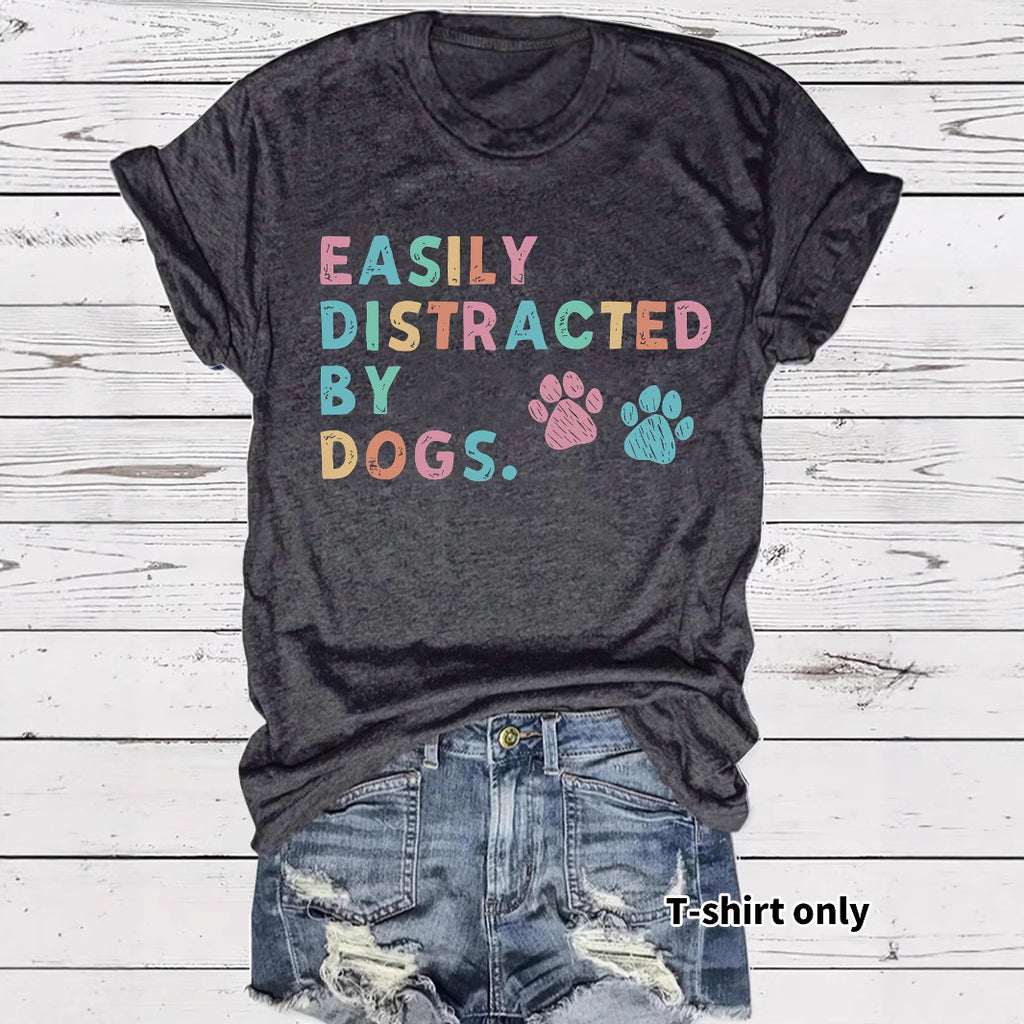 Printed short sleeved pet enthusiast printed round neck