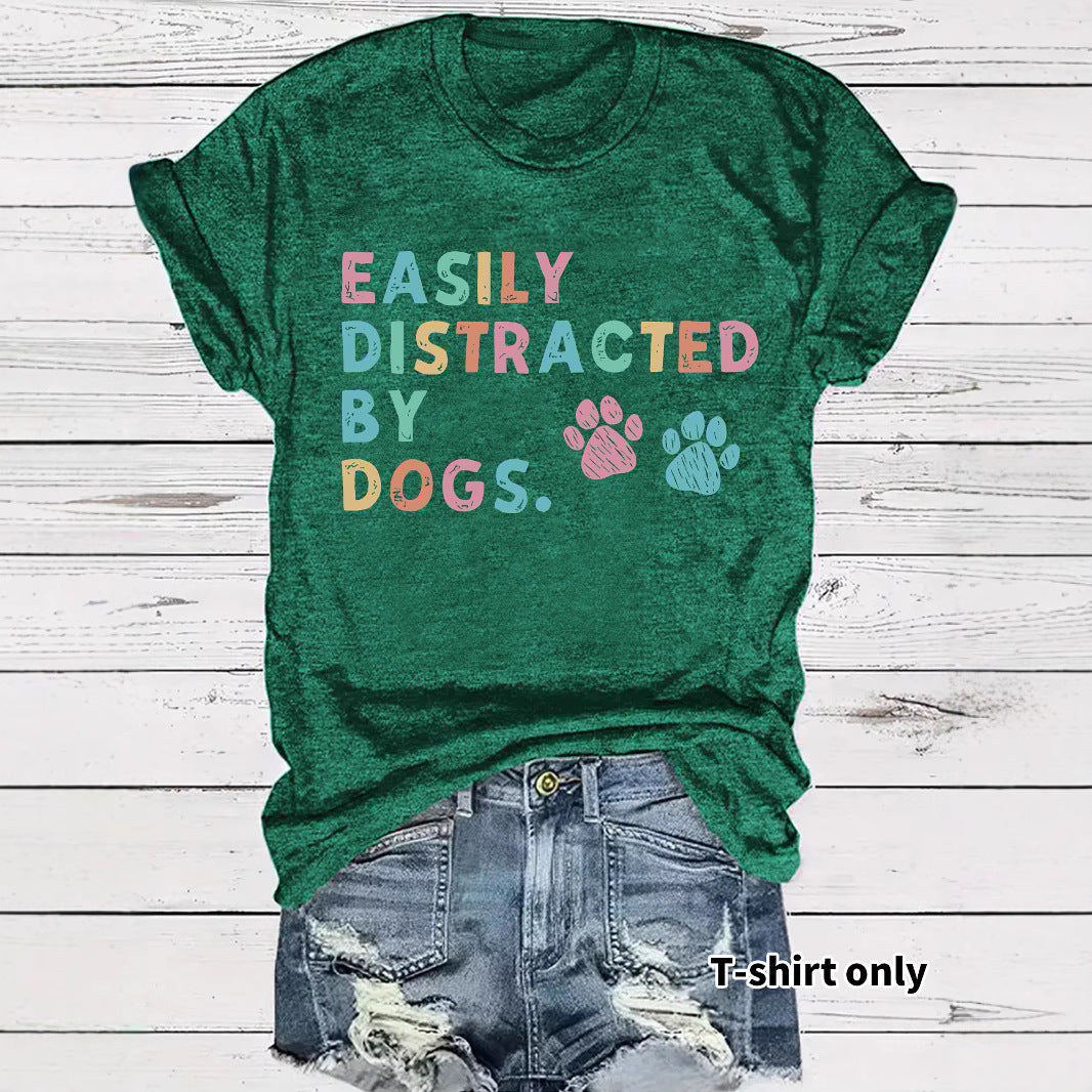 Printed short sleeved pet enthusiast printed round neck
