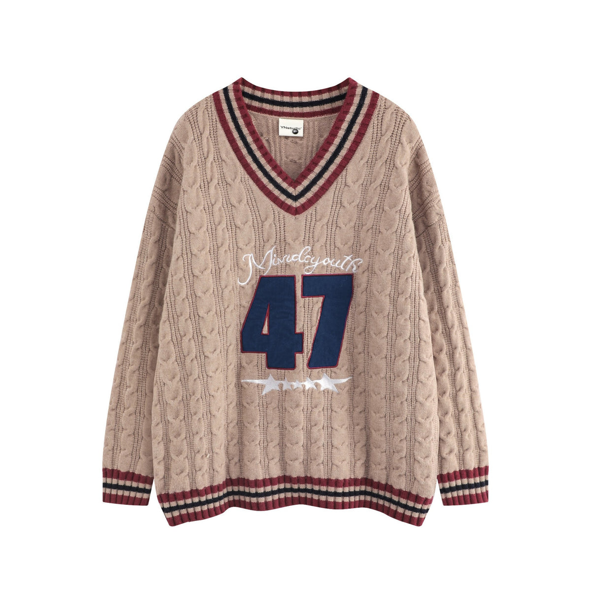 Color blocked ribbed digital sweater