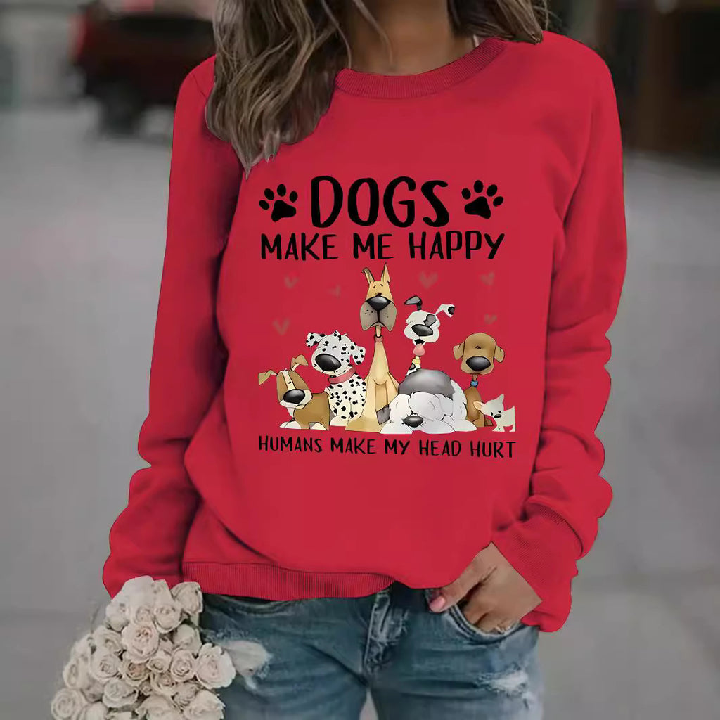 Round-neck DOGS Print Crew Sweatshirt