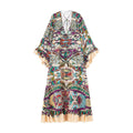 Ladies Dress Layered Decorative Print Midi Dress
