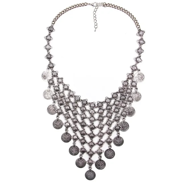 Ztech Collar Coin Necklace & Pendant Vintage Crystal Maxi Choker Statement Collier female Boho Big Fashion Women Jewellery Gifts