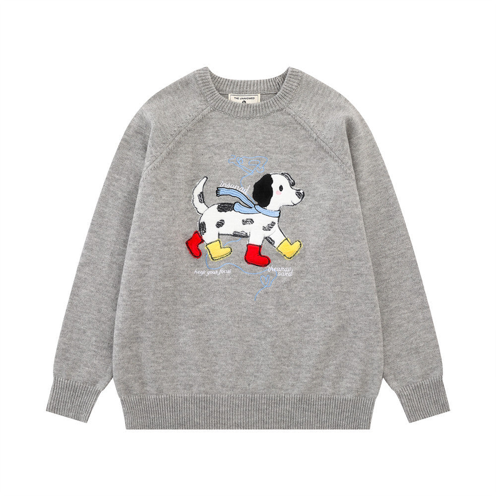 Men's Embroidered Round Neck Loose Sweater