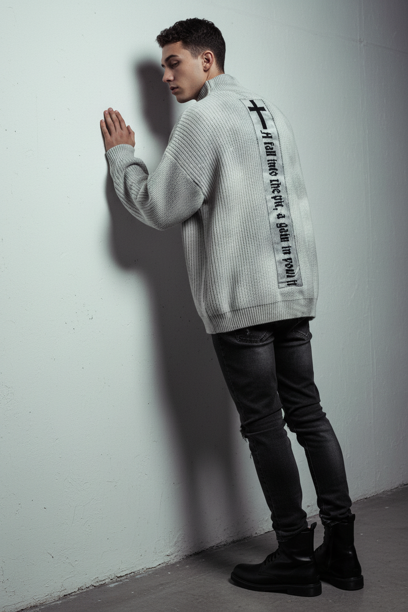 Tie dye used dirty stand up collar cardigan sweater