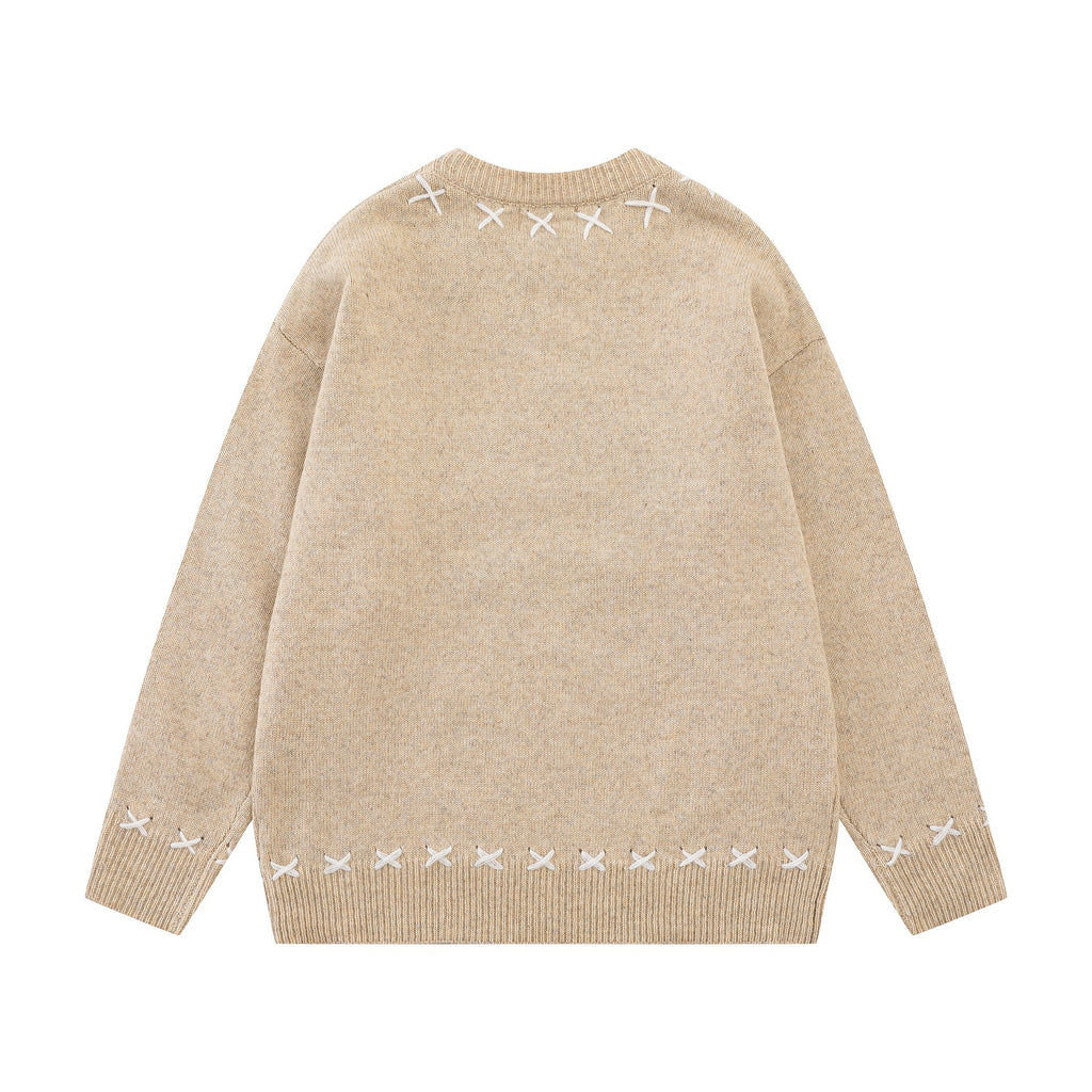 Sheep patch embroidery design sweater