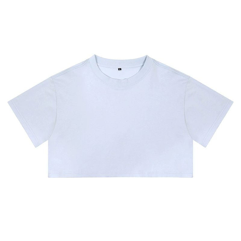 Short crop loose top women's short sleeved T-shirt with exposed navel