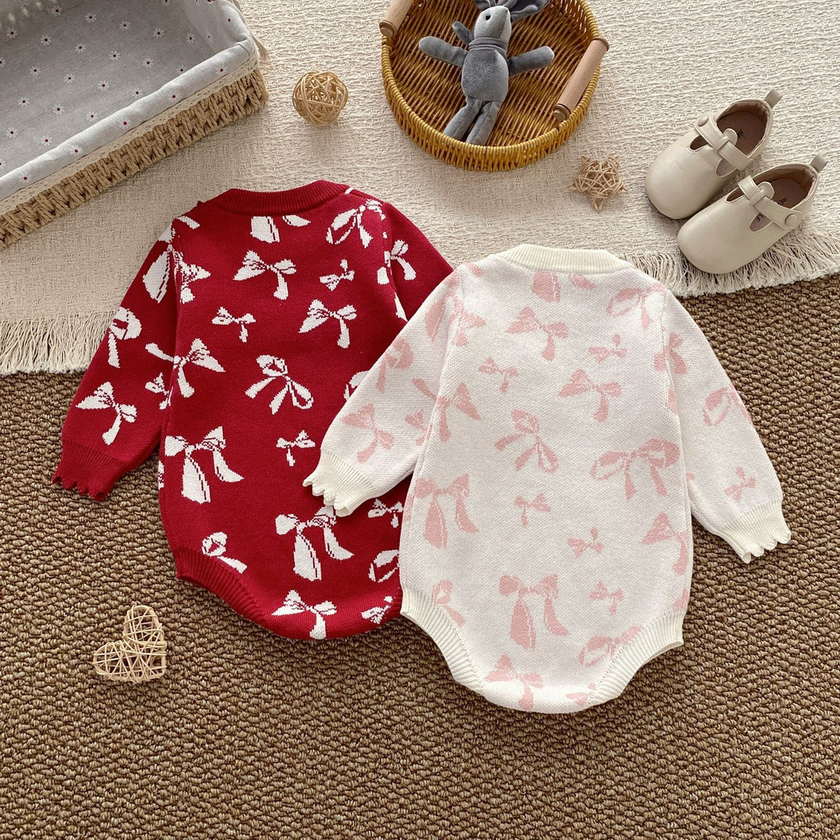 Baby Romper Cotton A-Class Bow Knit Pattern Fashion Cute Infant Clothes 1-3 Years